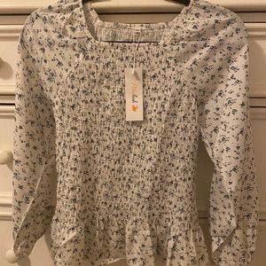 Floral long sleeve ruffle blouse